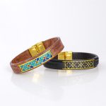 دستبند طرح کاشی چرم رنگی