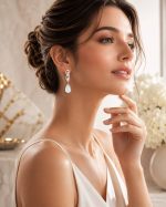 گوشواره آویز با نقوش سنتی ایرانی و سنگ صدف - تصویر 4