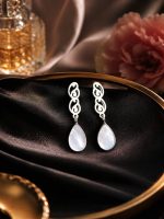 گوشواره آویز با نقوش سنتی ایرانی و سنگ صدف - تصویر 6